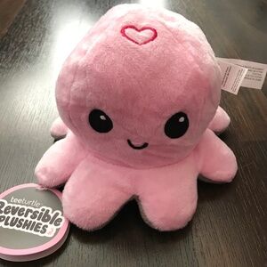 TeeTurtle Love + Hate Reversible Octopus Plushie Fidget Toy Pink Grey